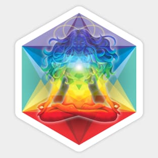 Geometric Woman with the Colors of the Chakras Sticker